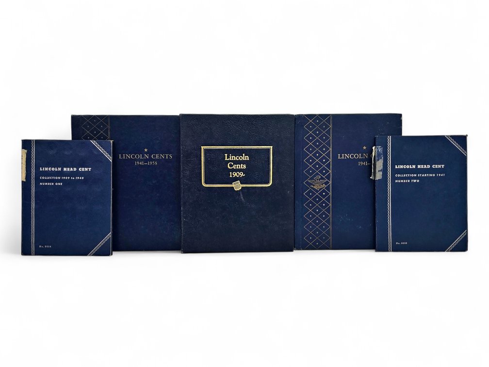 Lincoln Cents in Five Whitman Coin Albums & Folders