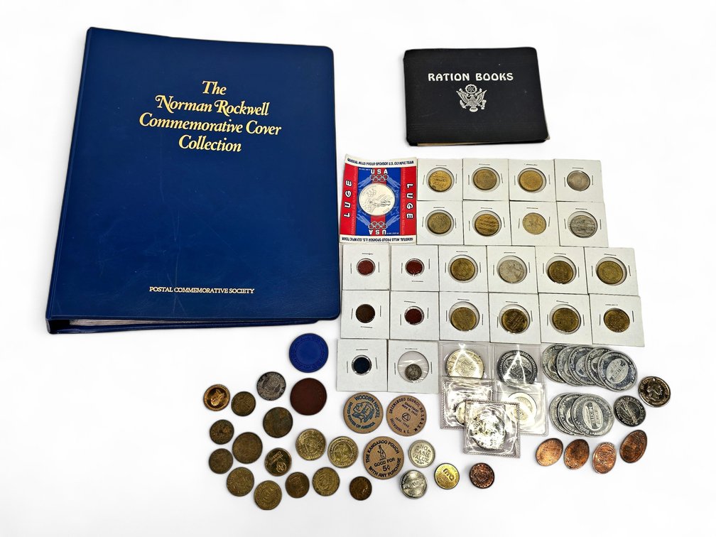 Norman Rockwell Commemorative Covers, WWII Ration Books, Tokens & Medallions