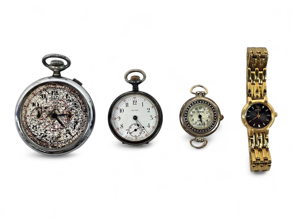 Locust & Chronograph Pocket Watches, Geneva Watch Head and Seiko Quartz Wristwatch