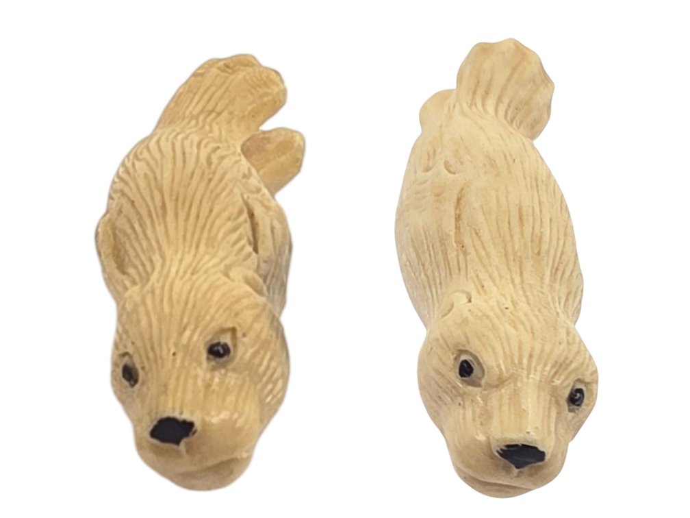 Two Walrus Ivory Sea Otter Carvings