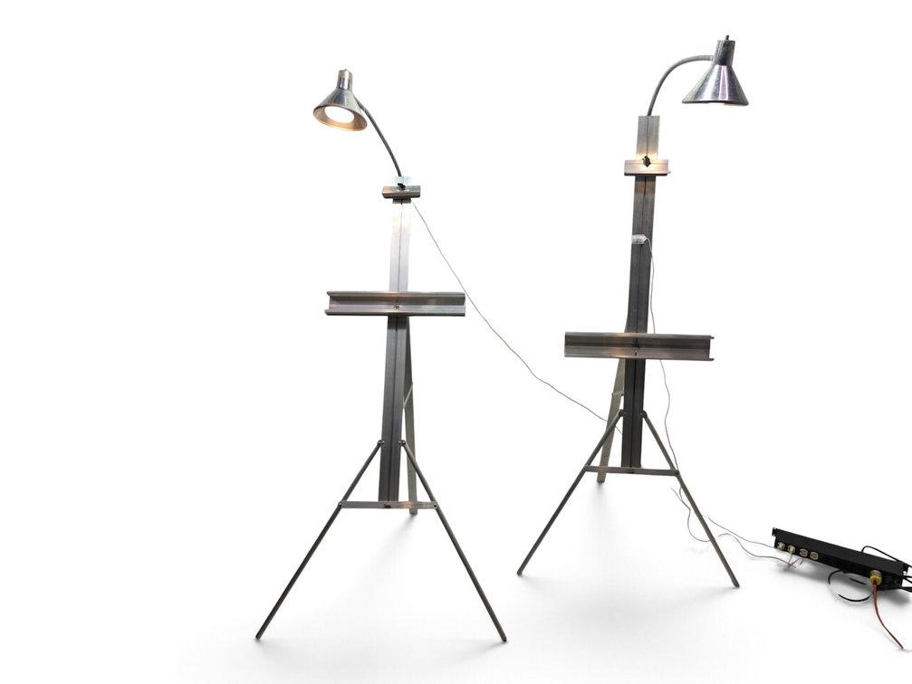 Pair of Stanrite No. 500 Studio Easels with Fotolite Lamps