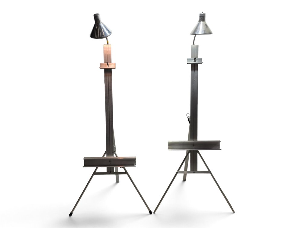 Pair of Stanrite No. 500 Studio Easels with Testrite Lamps