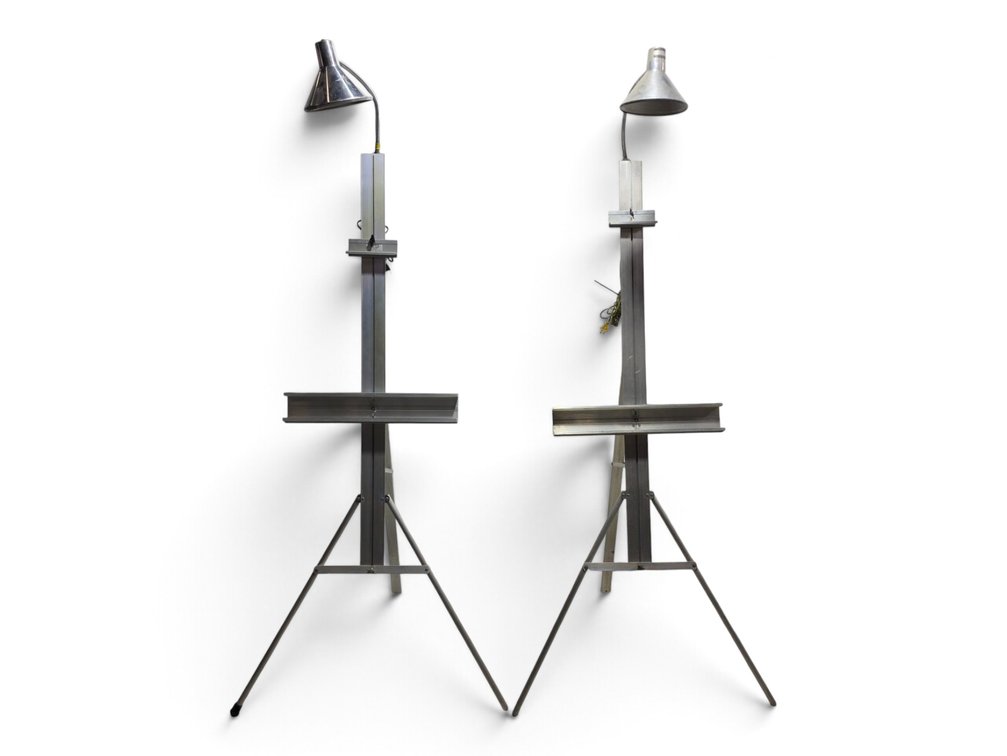 Pair of Stanrite No. 500 Studio Easels with Testrite Lamps