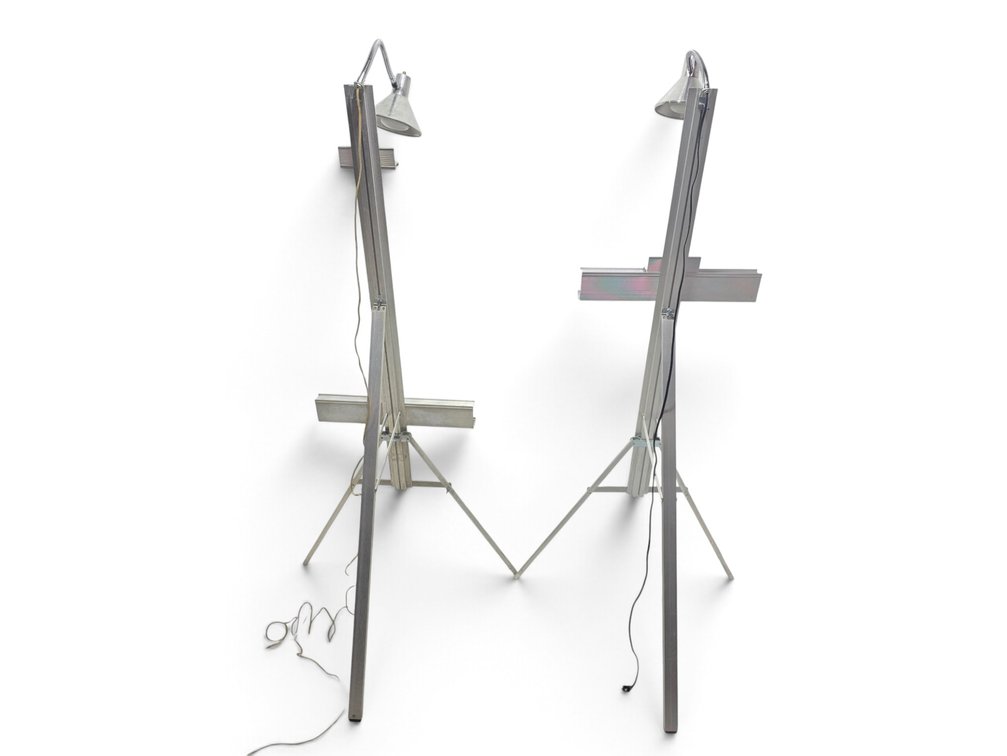 Pair of Stanrite No. 500 Studio Easels with Testrite Lamps