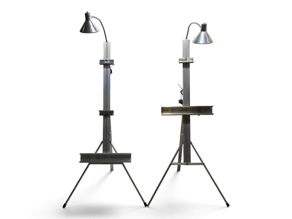 Pair of Stanrite No. 500 Studio Easels with Testrite Lamps
