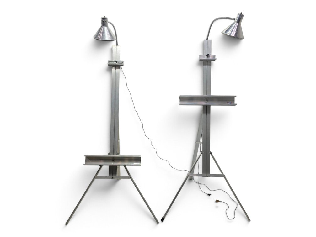 Pair of Stanrite No. 500 Studio Easels with Testrite Lamps