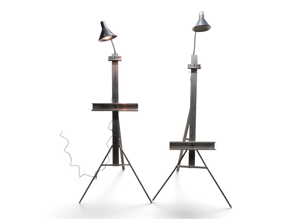 Pair of Stanrite No. 500 Studio Easels with Testrite Lamps