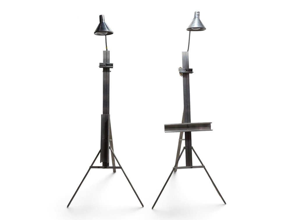 Pair of Stanrite No. 500 Studio Easels with Testrite Lamps
