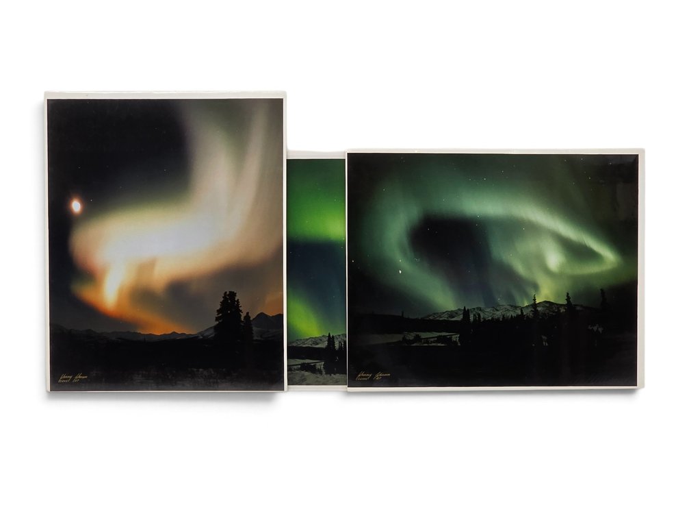Three Johnny Johnson "Night Goddess" & "Full Moon & Northern Lights" Photographs