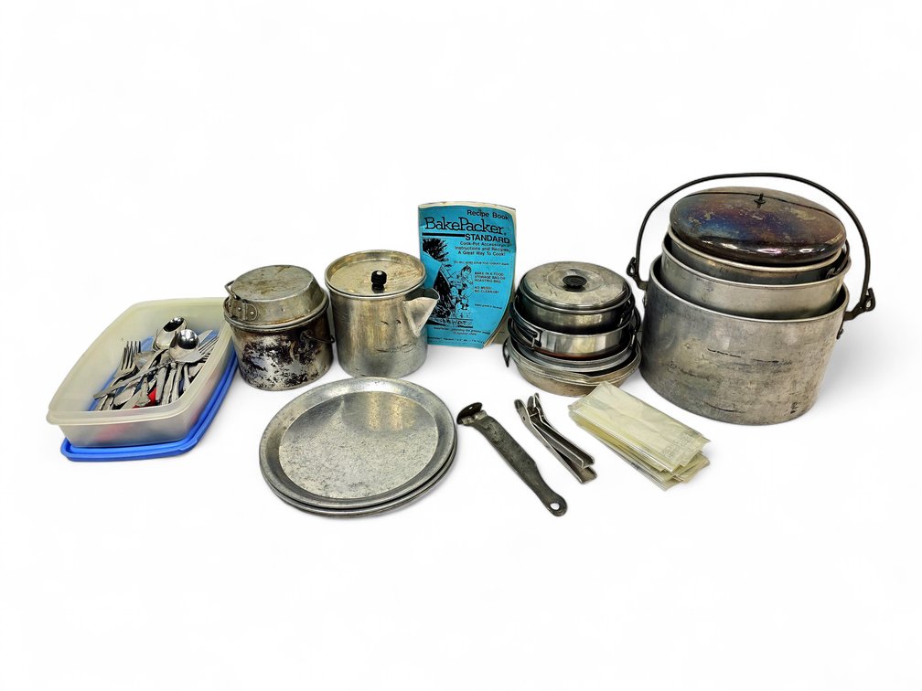 Camp Cooking Pots, Coffee Pot, Plates & More