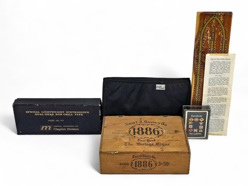 Yosemite Cribbage Board, Sam'l J. Davis Cigar Box & More