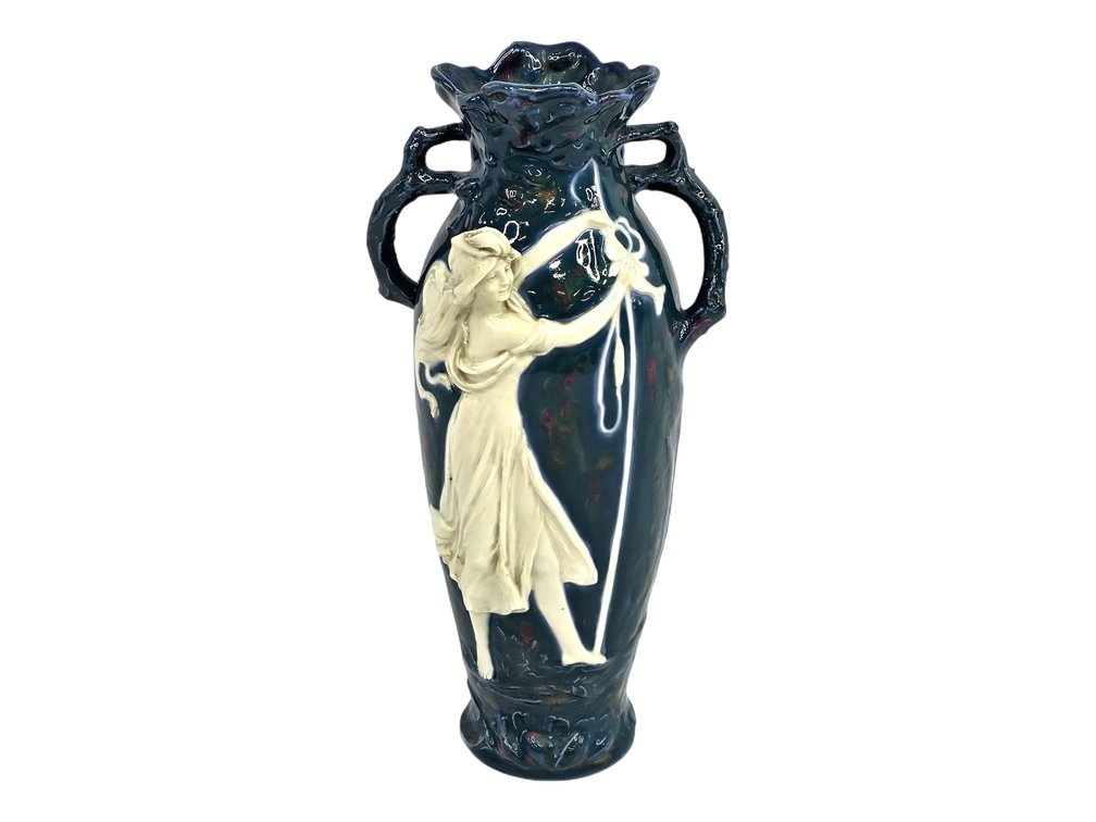 Royal Dux Bohemia Art Nouveau-Style Figural Vase, 14 Inches High
