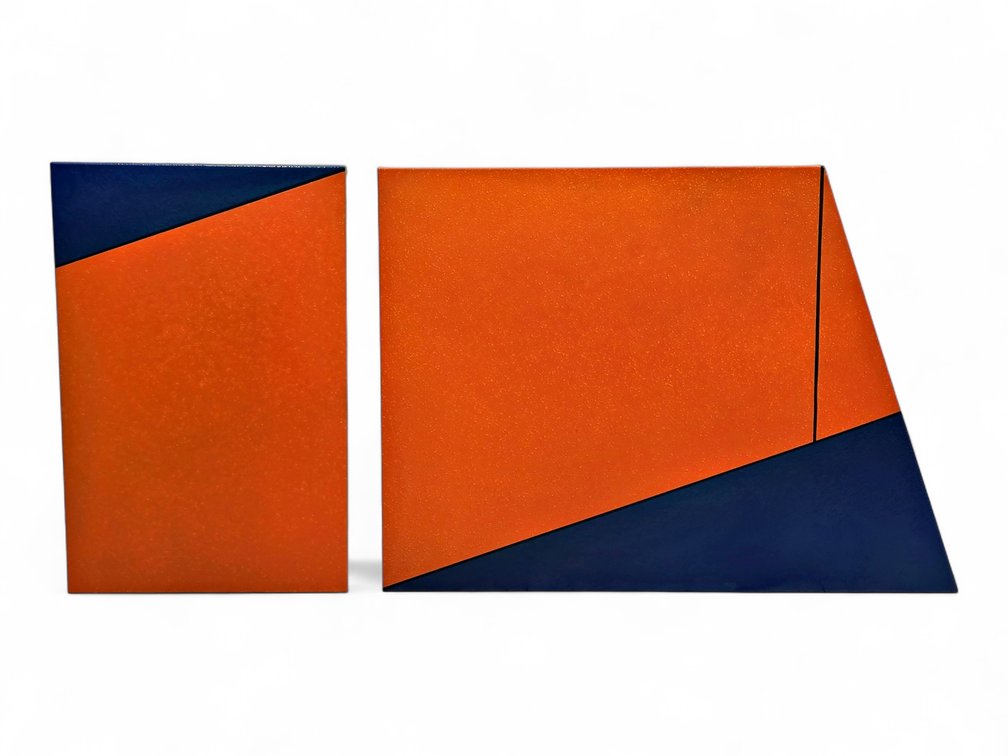 Keith Appel "Angular Departure" Painted Metal Diptych, 1983