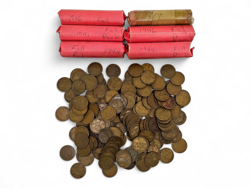 Lincoln Wheat Cents: Six Wrapped Rolls & Loose Coins