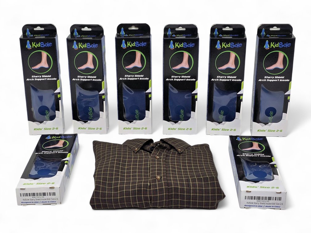 Pendleton Men's Large Wool Plaid Shirt & Eight KidSole Starry Shield Insole Packs