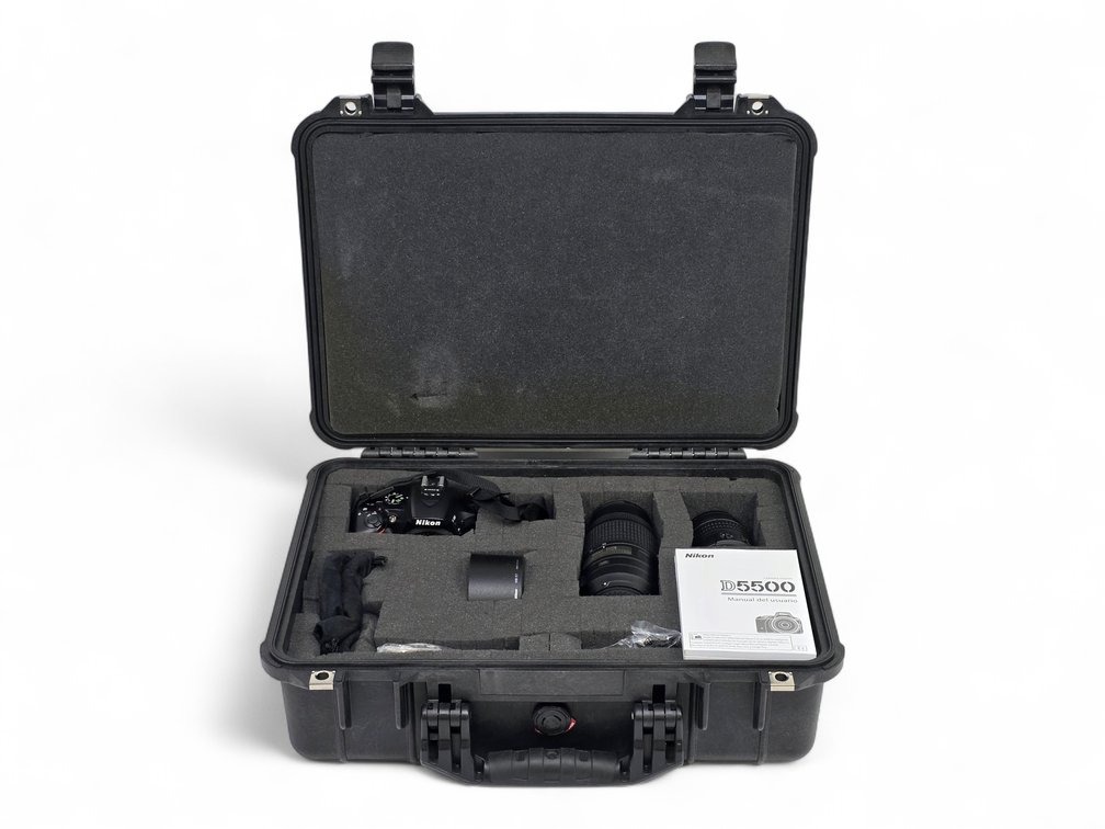 Nikon D5500 DSLR, 18–55mm & 55–300mm VR Lenses, Charger and Pelican 1500 Case