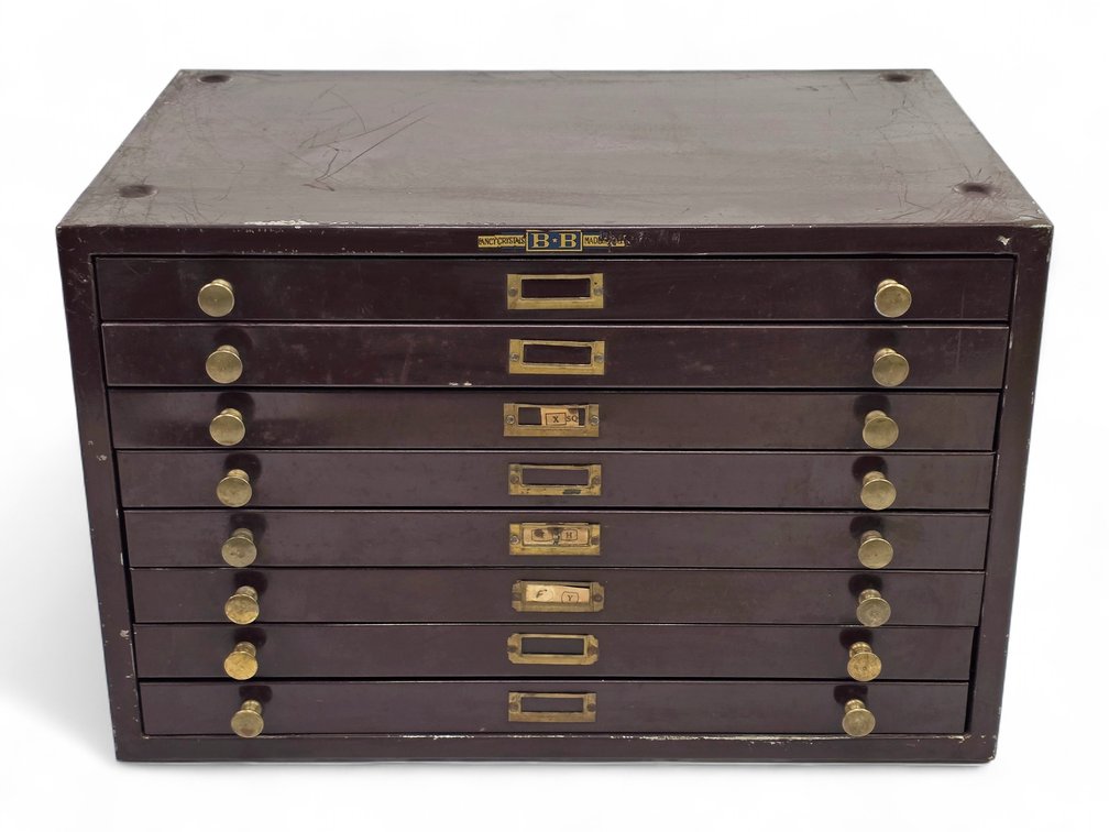 B-B Fancy Crystals Eight-Drawer Watchmaker's Cabinet with Crystals & Watch Parts