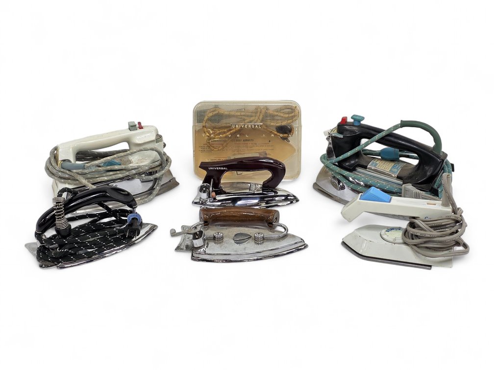Six Vintage Irons: Universal, Two Durabilt, Norelco, GE & Sears — Mixed Test Results