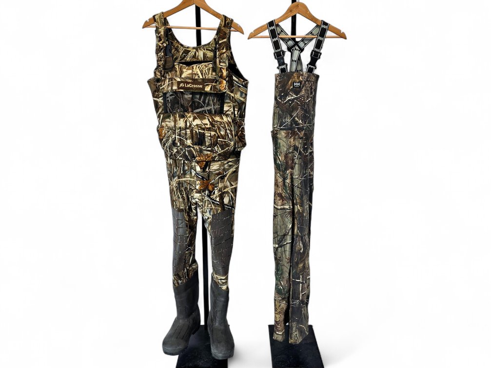 LaCrosse Size 8 Medium Insulated Chest Waders & Helly Hansen Small Camouflage Bibs