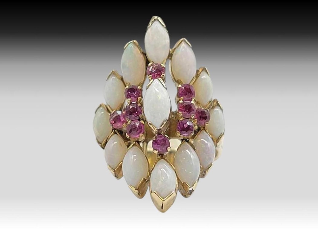14k Gold, Amethyst & Opal Ring