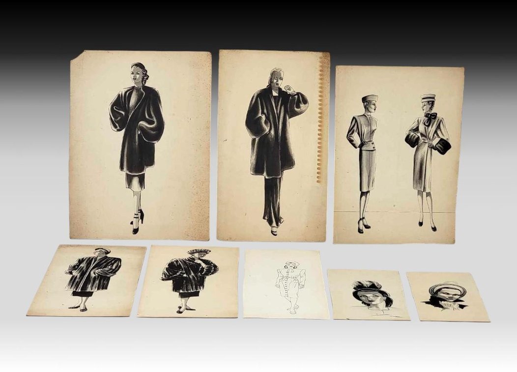 1940's Original Fashion Design Illustrations