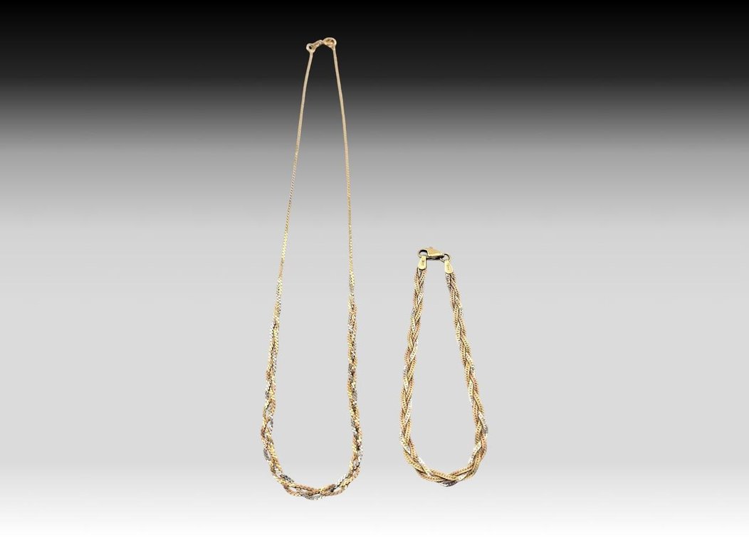 14k Tri-Gold Necklace & Bracelet 