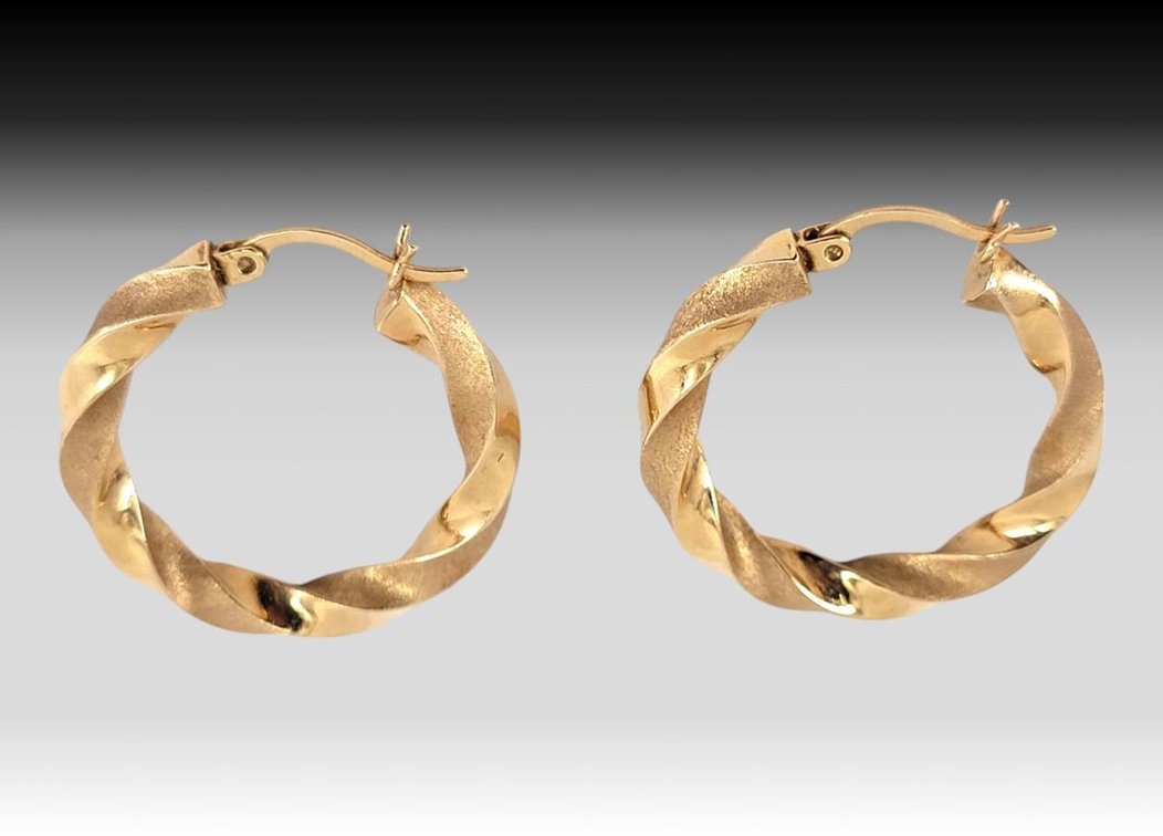 14k Gold Twisted Hoop Earrings