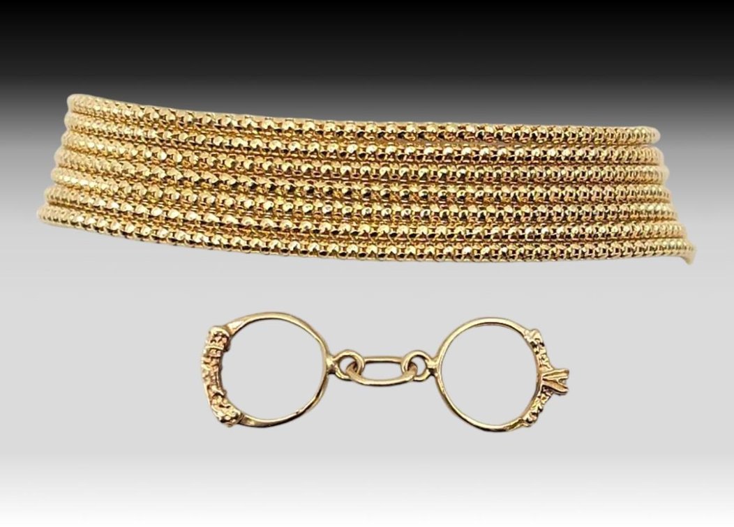 18k Gold Bracelet & 14k Gold w/ Gold Nugget & Diamond Ring Charms