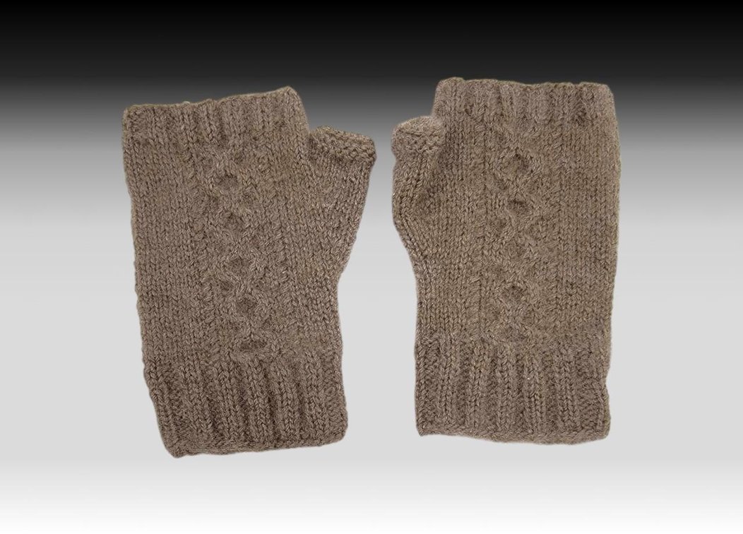 Hand-Knit Fingerless Qiviut Gloves