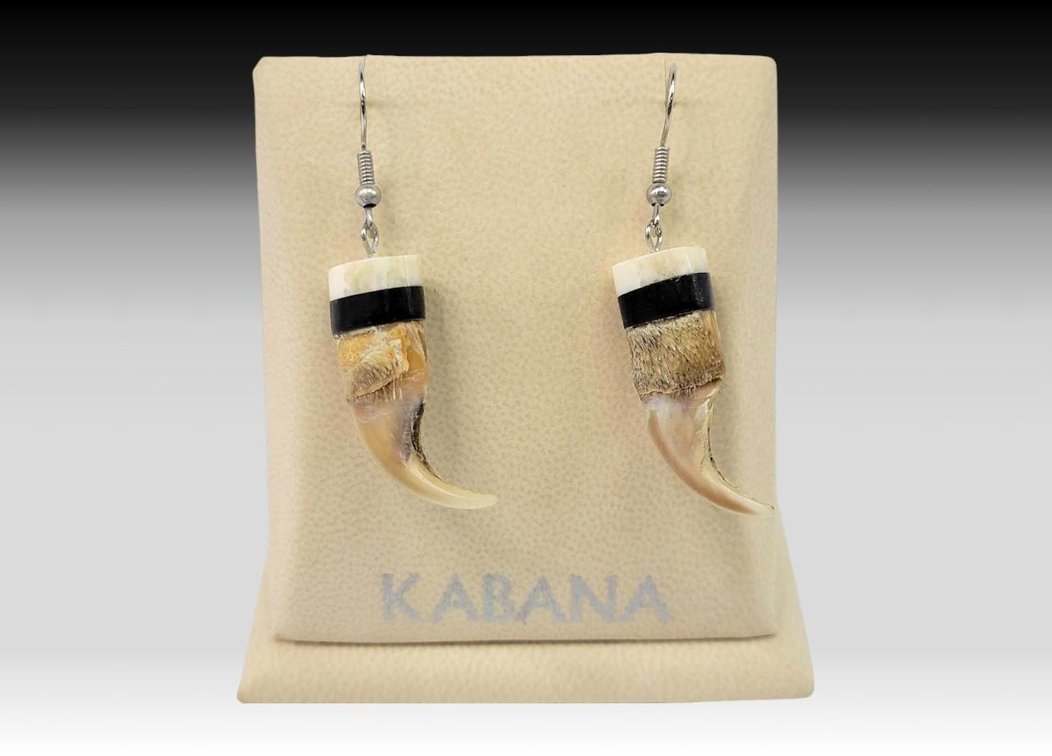 Wolverine Claw, Baleen & Walrus Ivory Earrings
