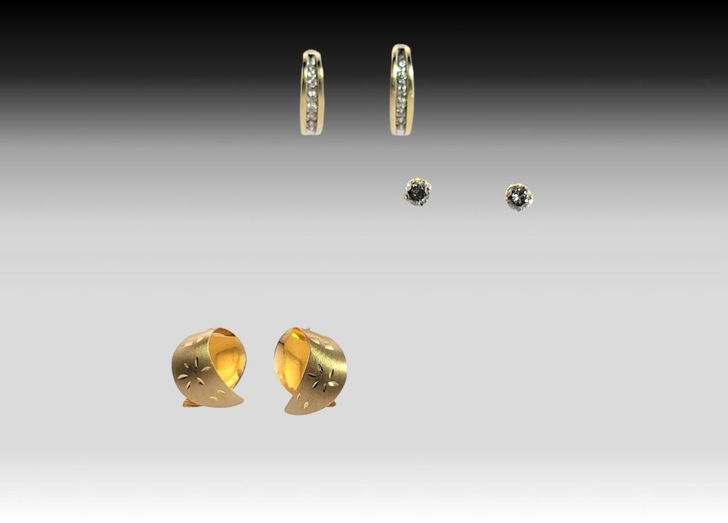 14k Yellow Gold & Diamond Earrings
