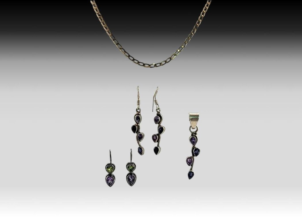 Sterling Silver Earrings & Necklace Ensemble