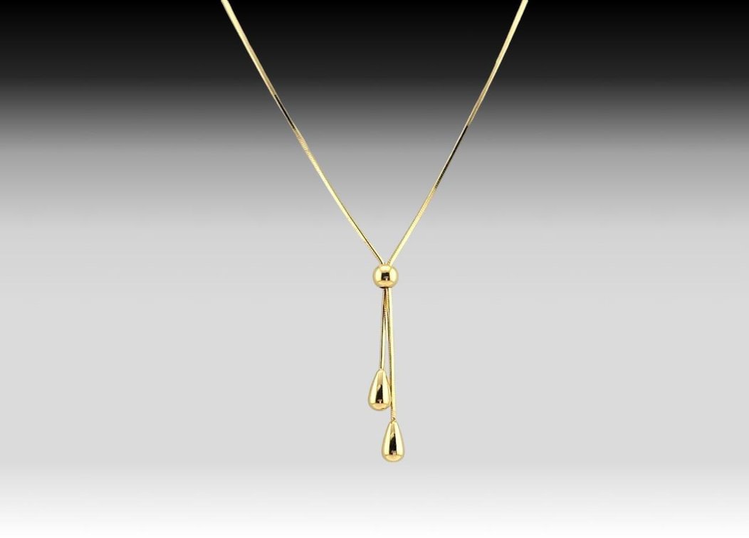 14k Yellow Gold Lariat Necklace 
