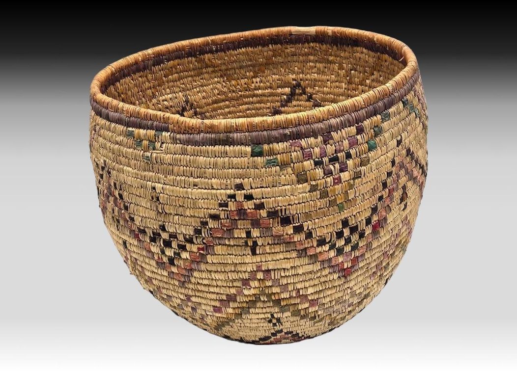 Vintage Yup'ik Grass Coiled Open Basket