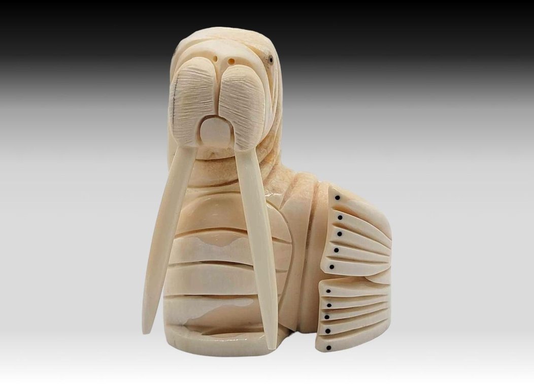 Ivory Walrus Figurine - Kyle Pungowiyi