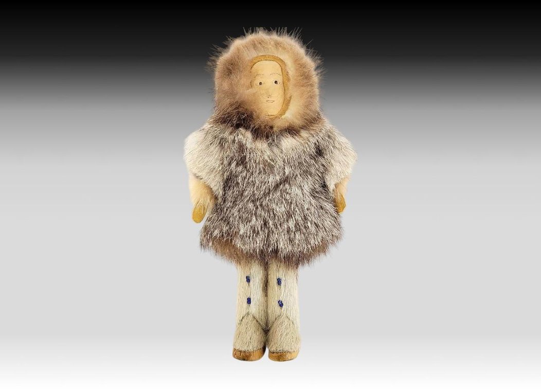Sealskin, Fur & Wood Inuit Doll