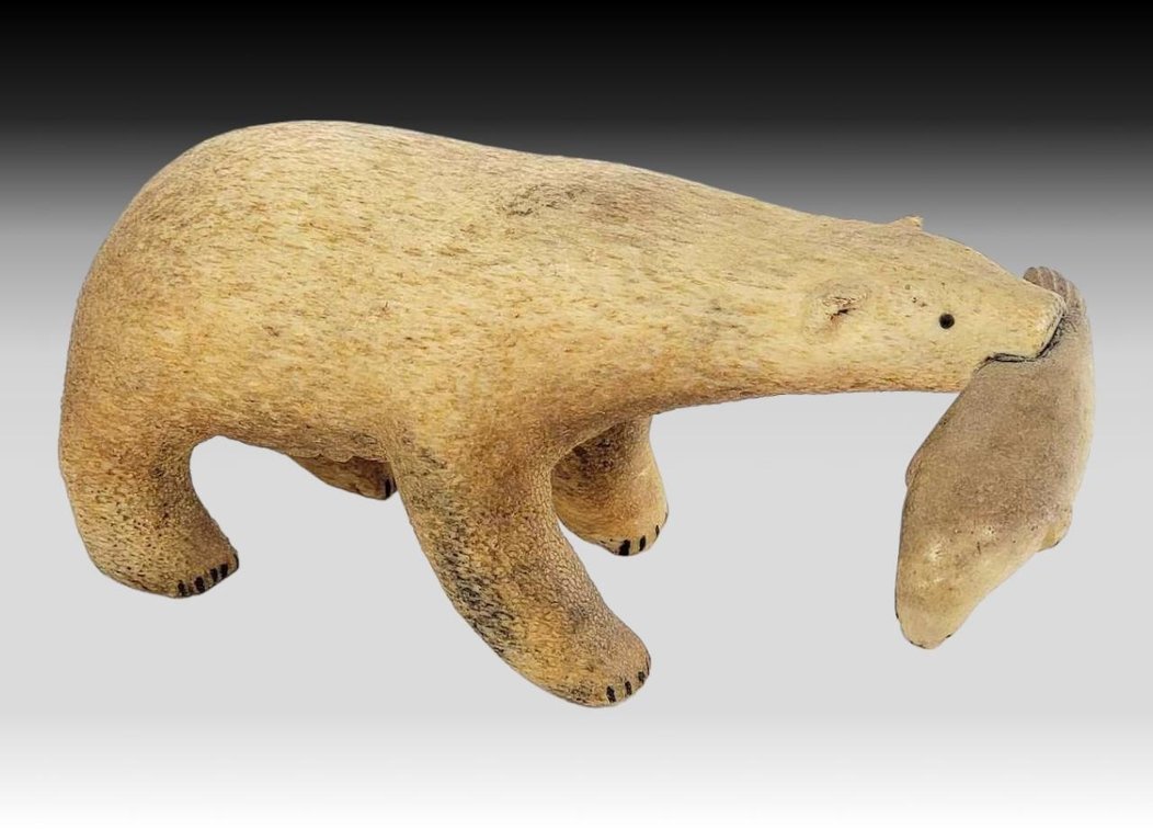 Polar Bear Figurine w/ Prey