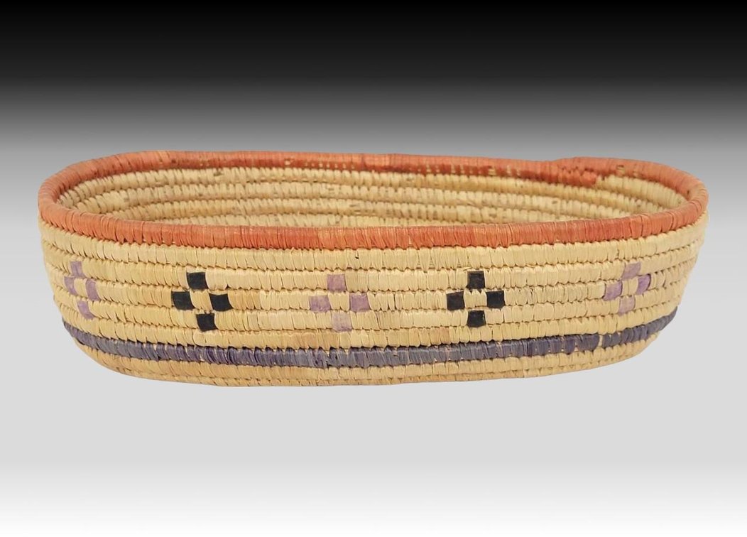 Natural & Dyed Grass Yup'ik Basket