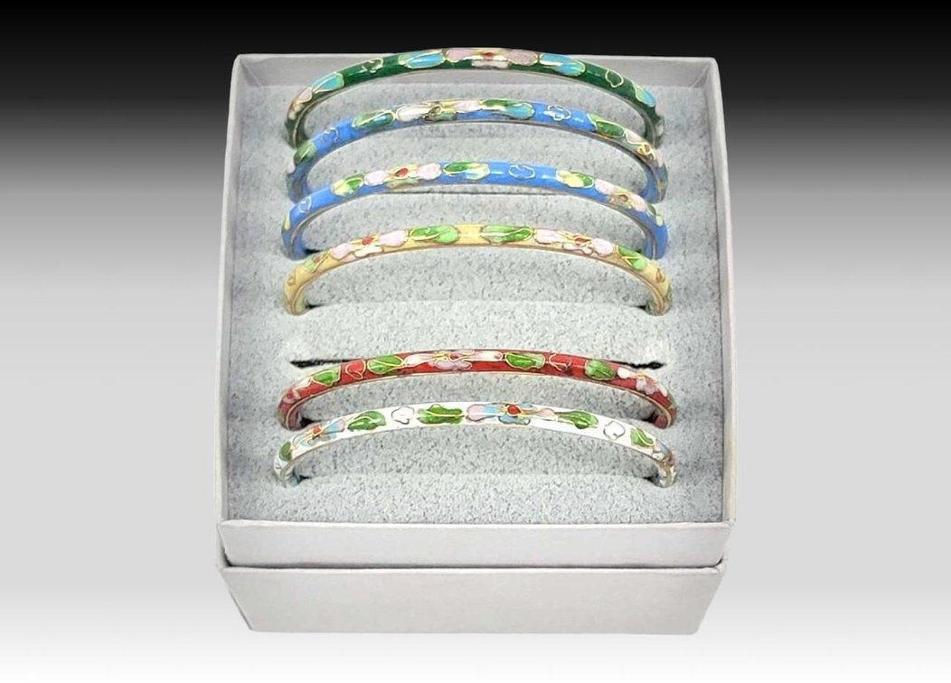 6x Cloisonné Bangle Bracelets