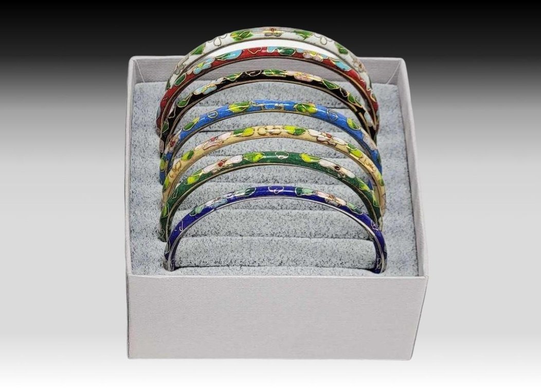 7x Cloisonné Bangle Bracelets