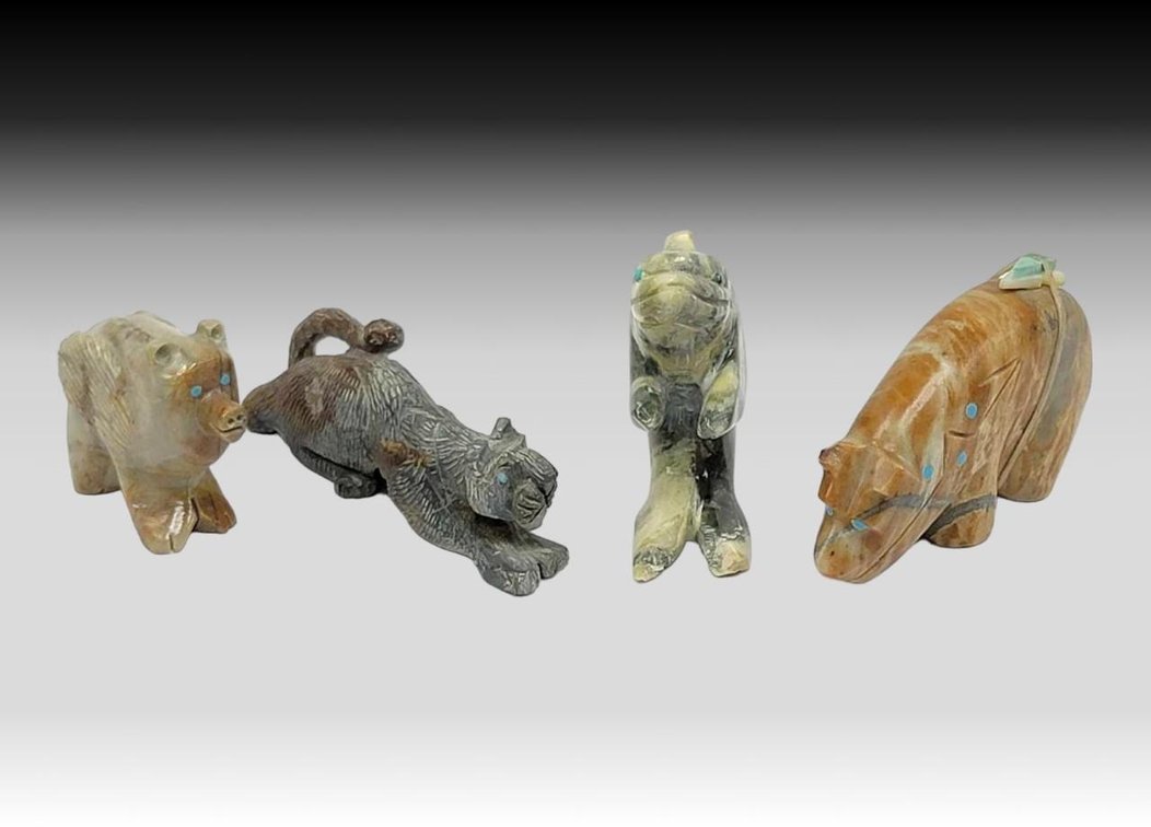 4x Carved Stone Figurines & Zuni Fetishes