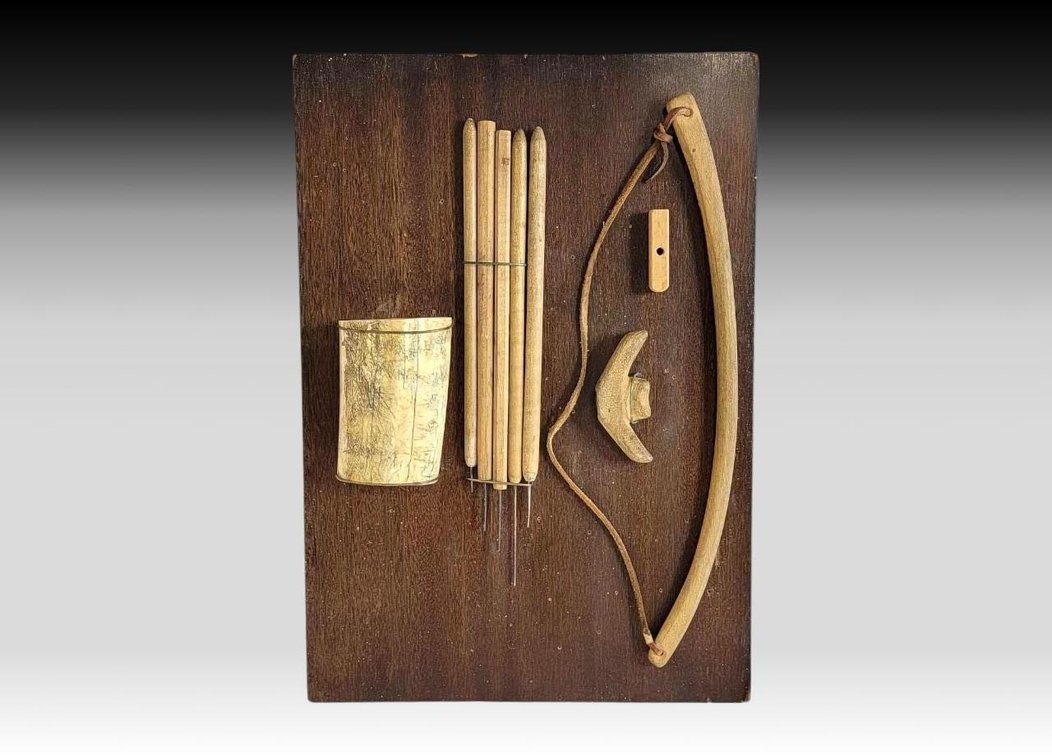 Ivory Bow Drill Set on Wood Plaque