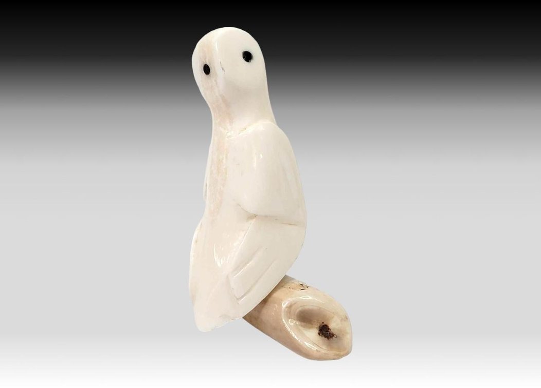 Bird on a Log Ivory Statue