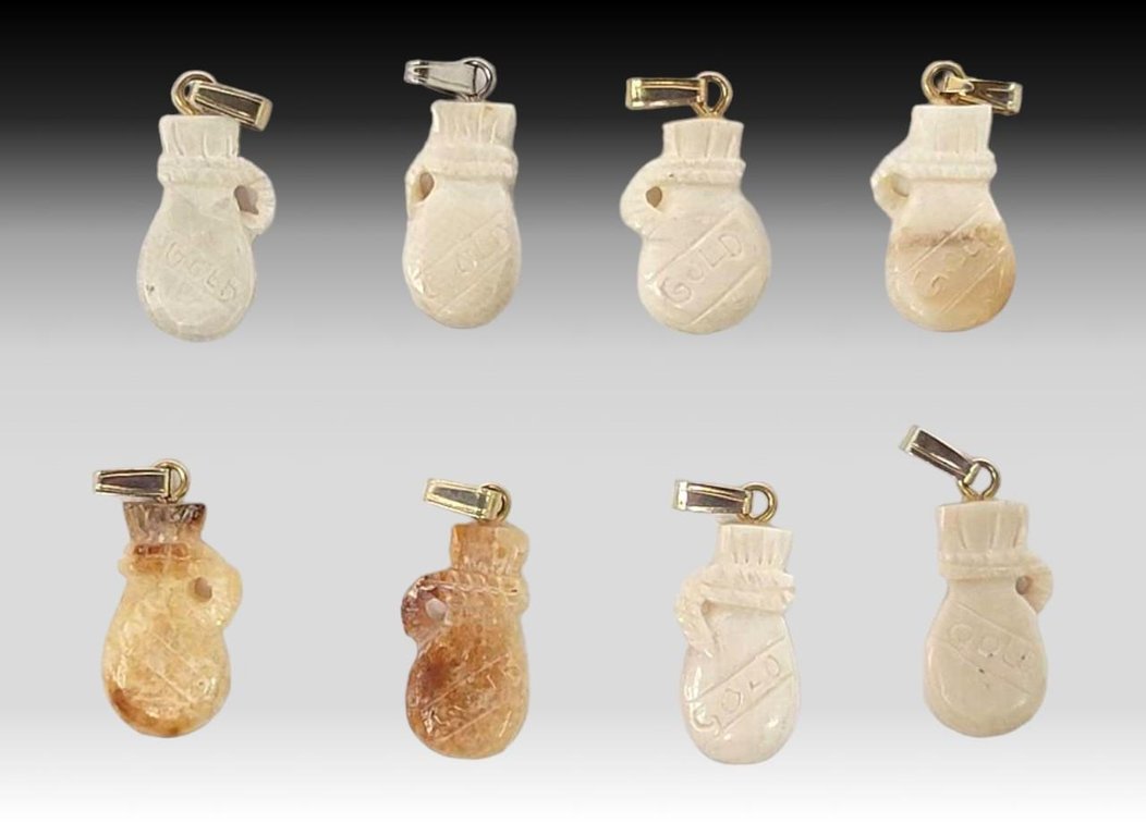Carved Ivory Gold Bag Necklace Charms