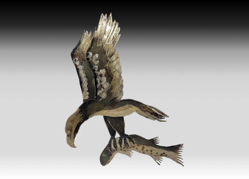 Metal Eagle & Fish Art