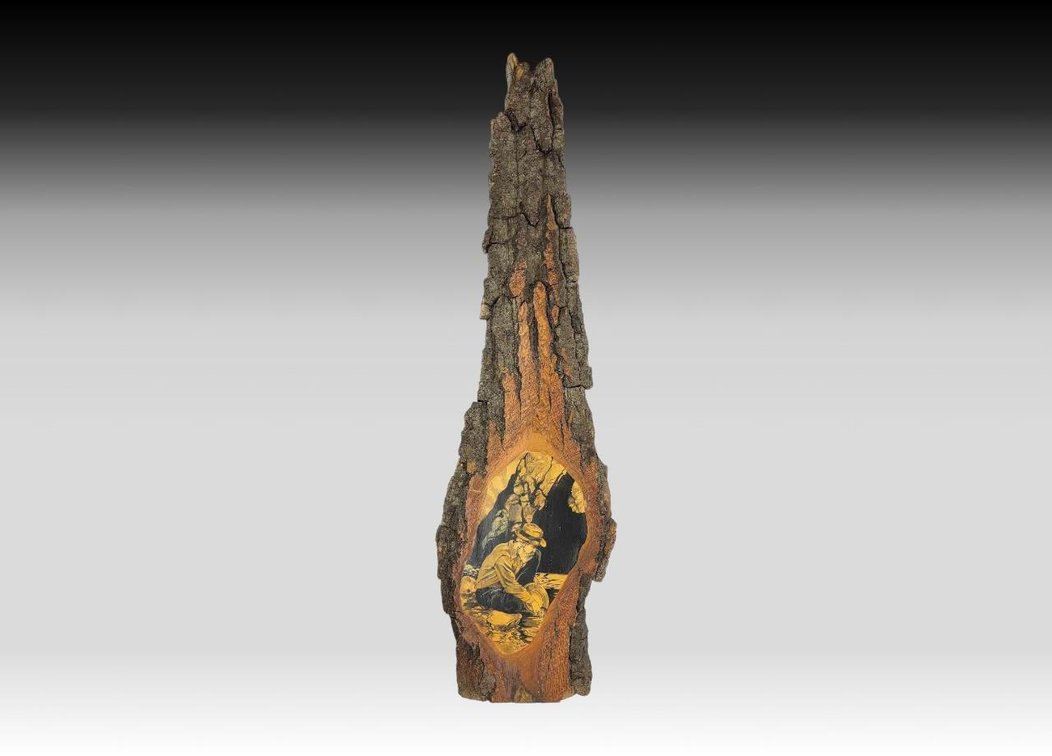 Anne Bristow Painted Cottonwood Bark Panel