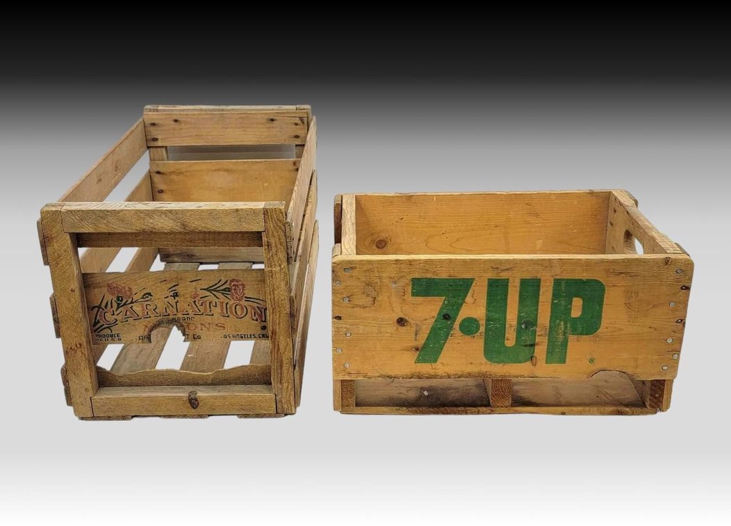 7-Up Soda & Carnation Wood Crates