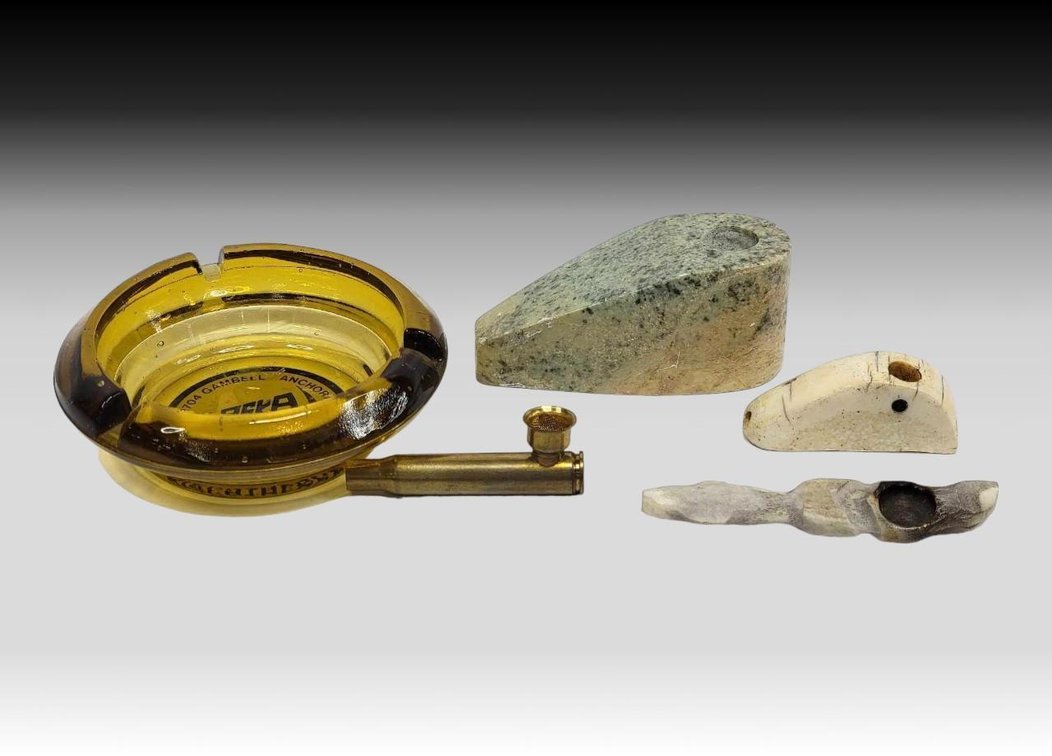Ivory, Antler & Stone Pipes w/ Alaska Mining Co. Ashtray