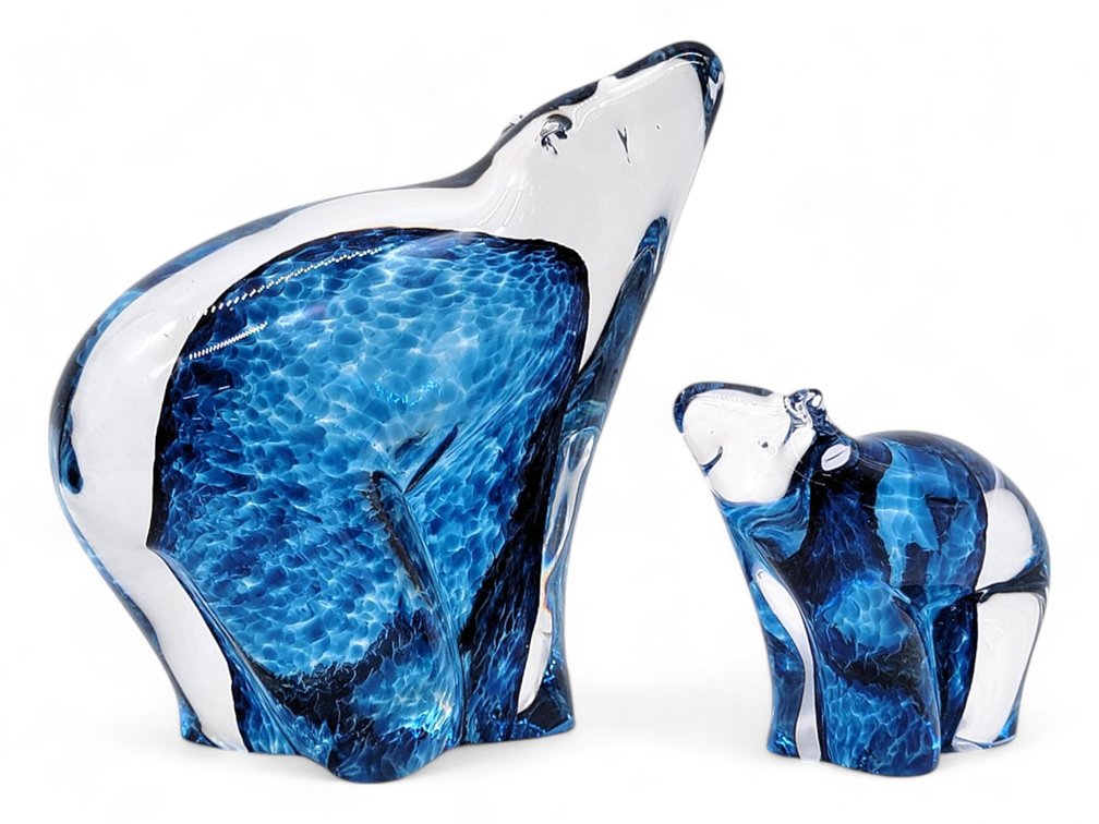 Alaska Glass Studio Art Glass Polar Bear Figurines
