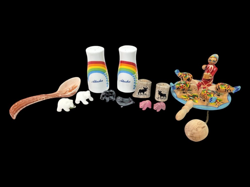 Alaskan Spoon Rest, S&P Shakers, Russian Folk Toy & More